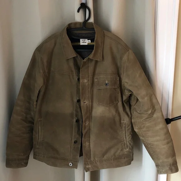 Flint and Tinder Wool Lined Waxed Trucker Jacket - Picture 2 of 12